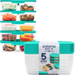 Sistema Nest It Meal Prep Containers 1 9 L Airtight Food Storage Containers With