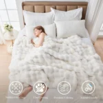 SLIVERY&CHAVALIER Faux Fur Throw Blanket for Couch, 1000 GSM Cozy Fuzzy Fluffy Soft Plush Thick Bubble Sherpa Blanket for Sofa Bedroom Living Room, Mothers Day Birthday Gifts for Women Home Decor