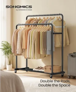Songmics Clothes Rail On Wheels Holds Up To 90 Kg 46 5 X 110 X 155 5 Cm