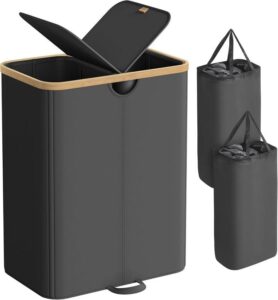 Songmics Laundry Basket With Lid 150 L 2 Compartments