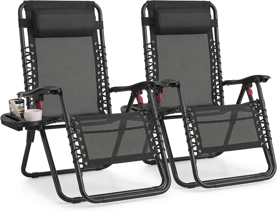 Songmics Set Of 2 Zero Gravity Reclining Chairs Folding Sun Loungers