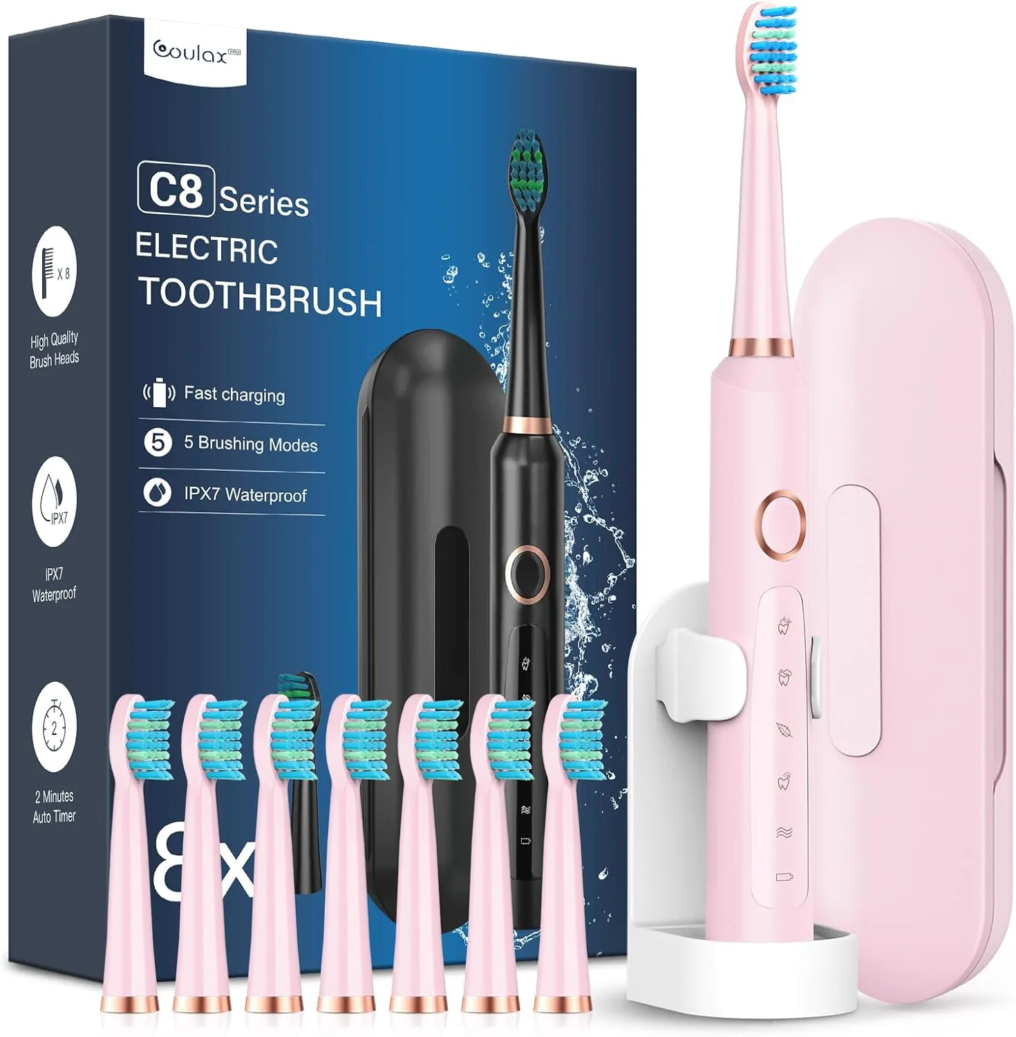 Sonic Electric Toothbrush For Adults And Kids With Travel Case