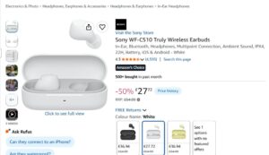 Sony Wf C510 Truly Wireless Earbuds
