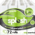Splesh by Cusheen Toilet Roll 72 Rolls - Aloe Vera Scent Bulk Family Pack | Soft 3 Ply Quilted Bathroom Tissue Loo Rolls | Eco-Friendly, Sustainable Toilet Paper