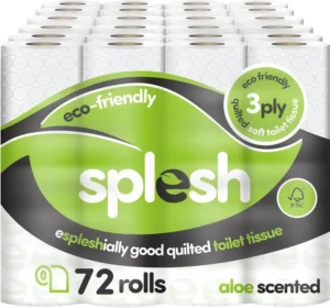 Splesh By Cusheen Toilet Roll 72 Rolls Aloe Vera Scent Bulk Family Pack Soft 3 P