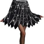 Spooktacular Creations Spider Web Dress Poncho Costumes with Glitter and Crown for Women Halloween Party