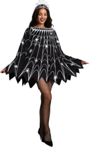 Spooktacular Creations Spider Web Dress Poncho Costumes With Glitter And Crown F