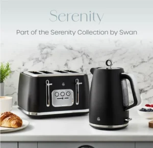 Swan Serenity Sk14017blk 1 7 Litre Kettle With Quick Boiling 360 Degree Base Boi