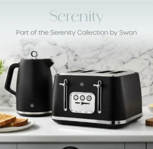 Swan Serenity St19024blk 4 Slice Toaster With Matt Finish 6 Browning Levels Temp