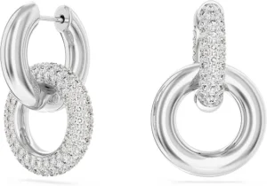 Swarovski Dextera Collection Hoop Earrings Asymmetrical Design Interlocking Loop