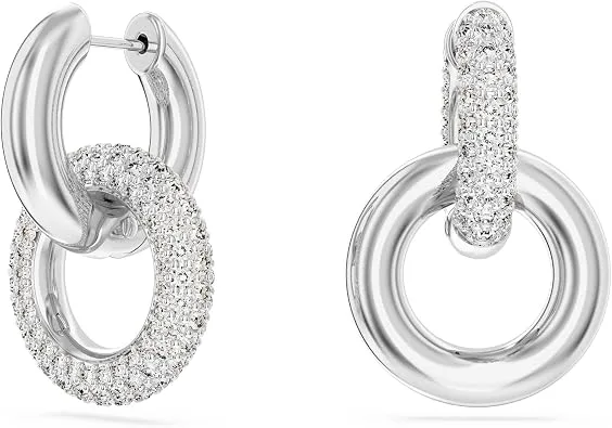 Swarovski Dextera Collection Hoop Earrings Asymmetrical Design Interlocking Loop