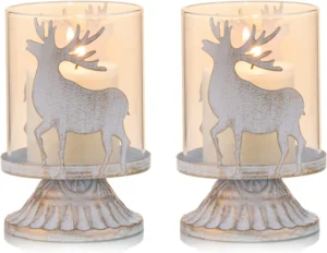 Sziqiqi Christmas Decorations Candle Holders 2pcs Hurricane Candle Holders