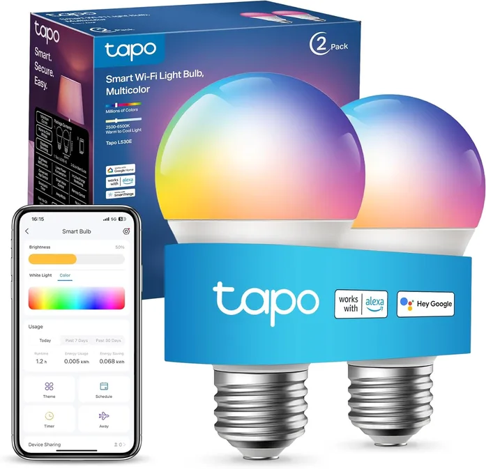 Tapo L530e 2 Pack E27 Smart Bulb Alexa Light Bulbs Led Light Bulb Extra Bright W