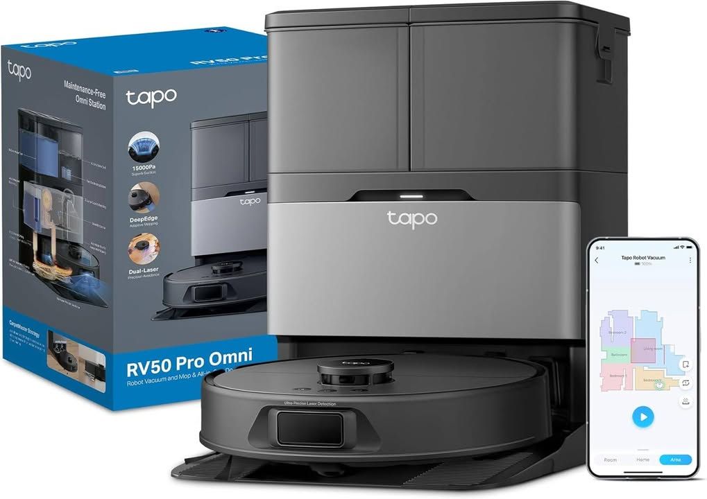 Tapo Rv50 Pro Omni 15000pa Robot Vacuum Cleaner With Mop All In One Dock