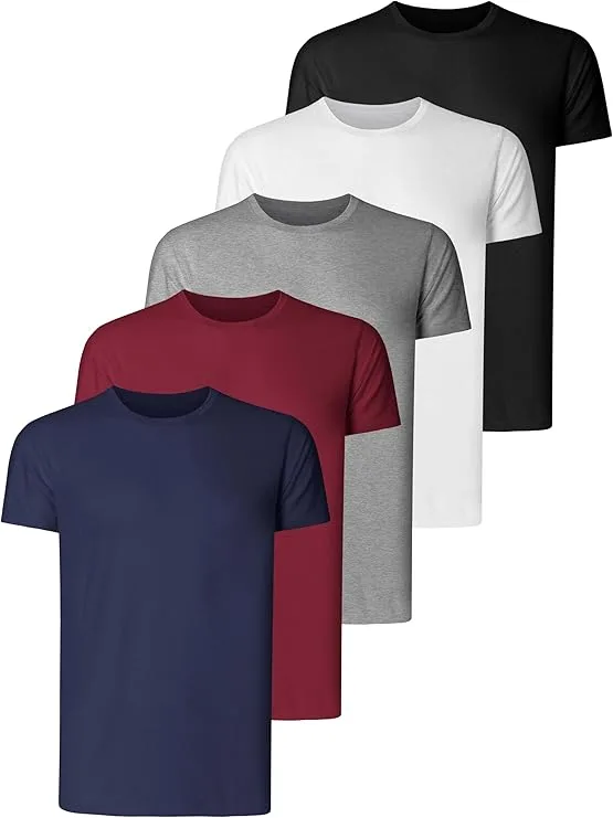 Teesmen Men S T Shirts 5 Pack Short Sleeve Crew Neck UK Plain Cotton
