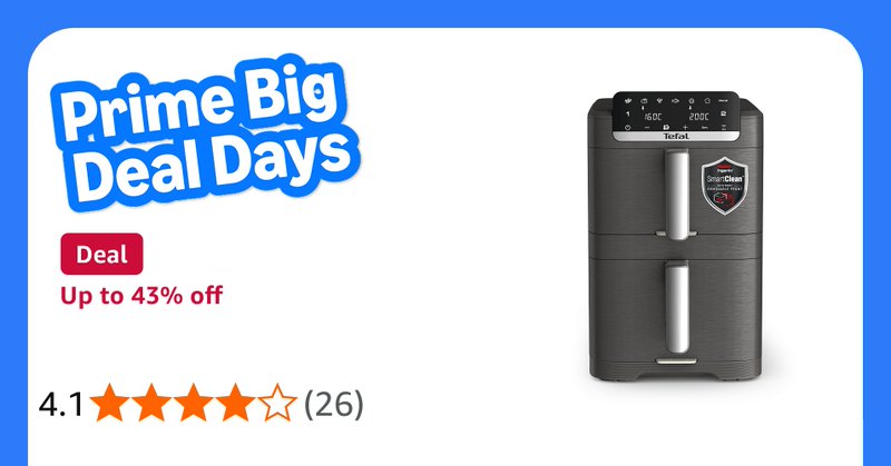 Tefal Ingenio Dual Stack 10l Air Fryer 7 Cooking Modes Grey