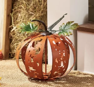 Teresa S Collections 20cm Metal Autumn Pumpkin Decorations Waterproof Collapsibl
