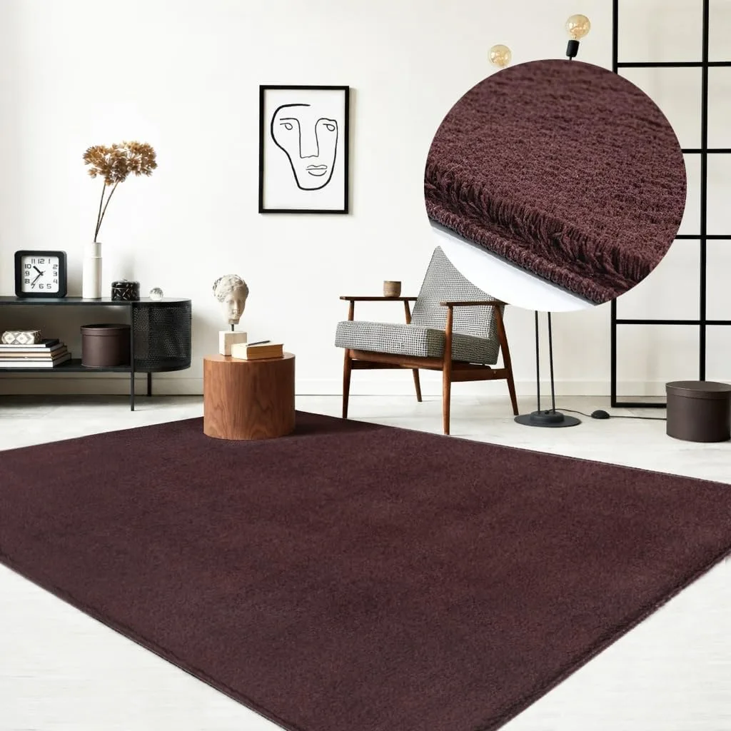 The Carpet Relax Modern Fluffy Short Pile Rug Non Slip Underside Washable Up To
