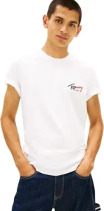 Tommy Jeans Men S Tjm Slim Sign Chest Ss Tee Ext Dm0dm22538 S S T Shirt