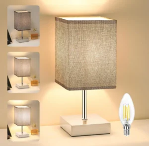 Touch Control Table Lamp 3 Way Dimmable Bedside Lamps Nightstand Lamps With Flax