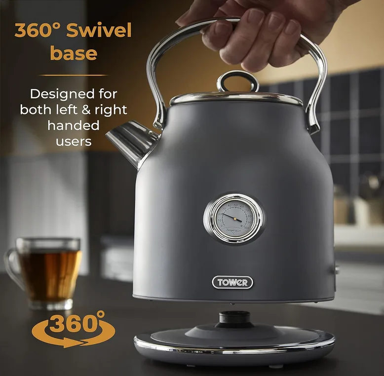 Tower T10063gry Renaissance Kettle Quick Boil 360 Base 1 7l 3kw Grey