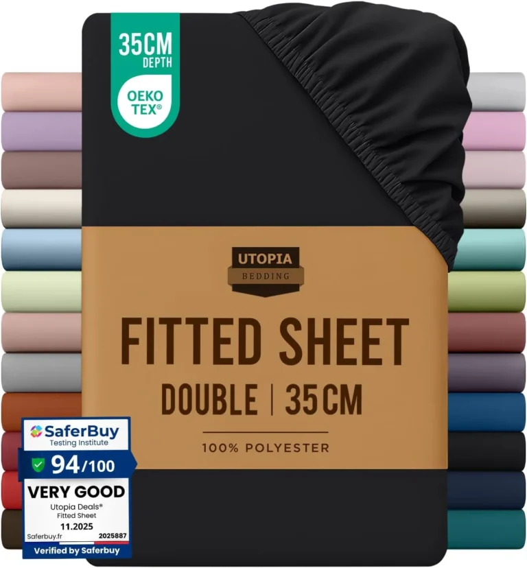 Utopia Bedding Double Fitted Sheet Black Deep Pocket 35cm 14