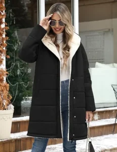 Vancavoo Women S Coats Winter Jacket Mid Length Fleece Lined Hooded Parka