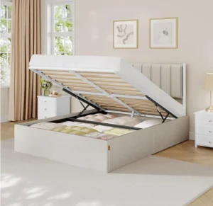 Vasagle Double Bed Frame 135 X 190 Cm Ottoman Bed With Lift Up Storage Hydraulic