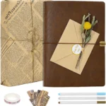 Vienrose Scrapbook Kit, 3 Ring Binder, Faux Leather, 30 Sheets 60 Pages