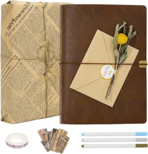 Vienrose Scrapbook Kit 3 Ring Binder Faux Leather 30 Sheets 60 Pages