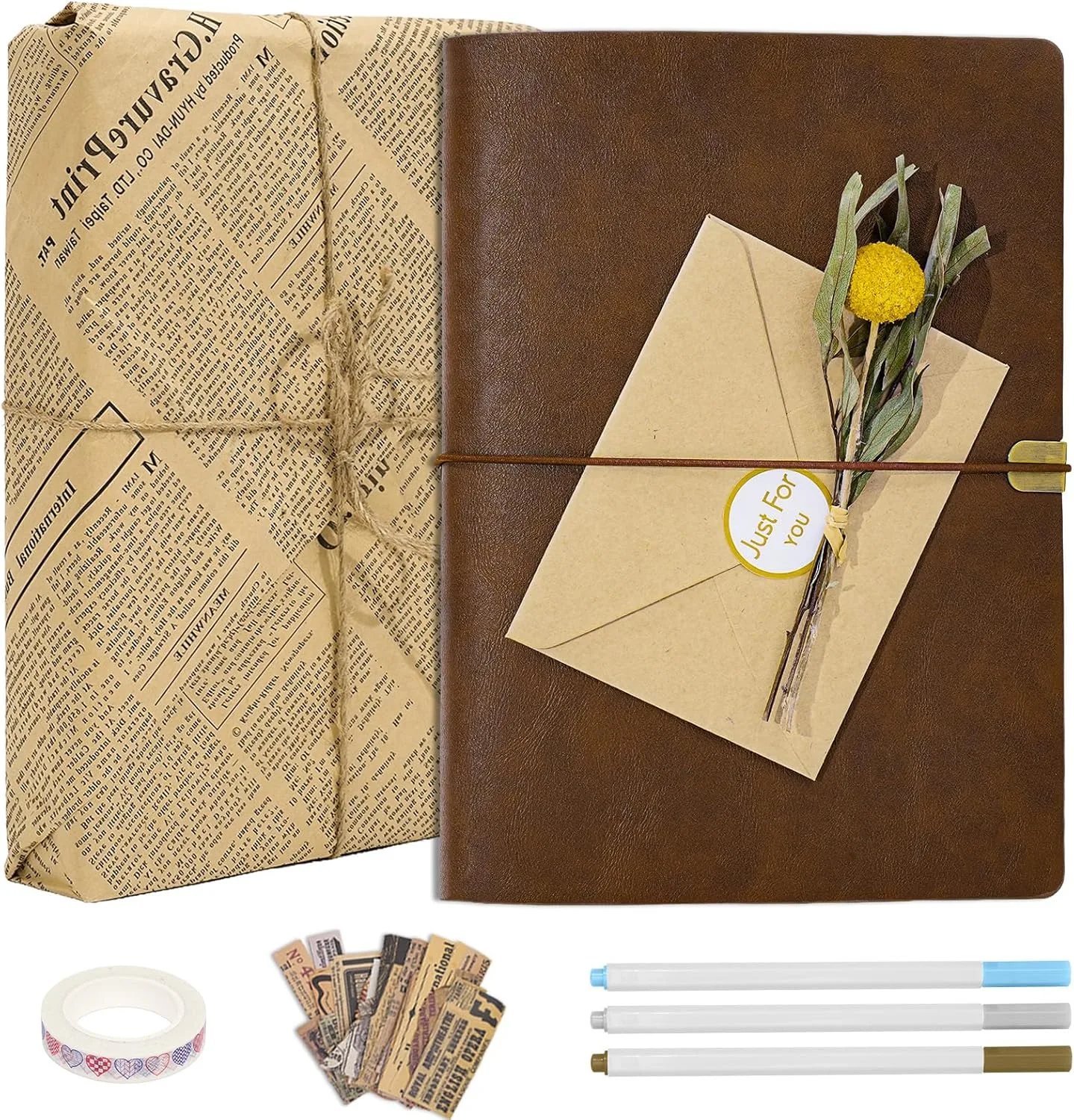 Vienrose Scrapbook Kit 3 Ring Binder Faux Leather 30 Sheets 60 Pages