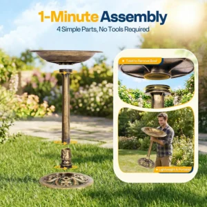 Vivohome 71 50 50cm Bird Bath For Garden Height Polyresin Copper