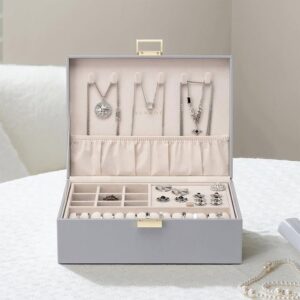 Vlando Jewellery Box 2 Layer Jewellery Organiser With Removable Tray