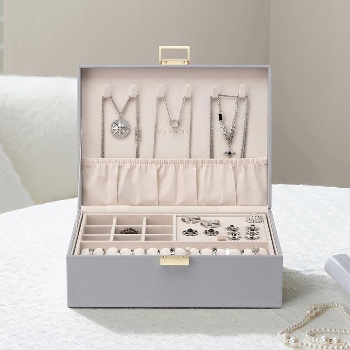 Vlando Jewellery Box 2 Layer Jewellery Organiser With Removable Tray