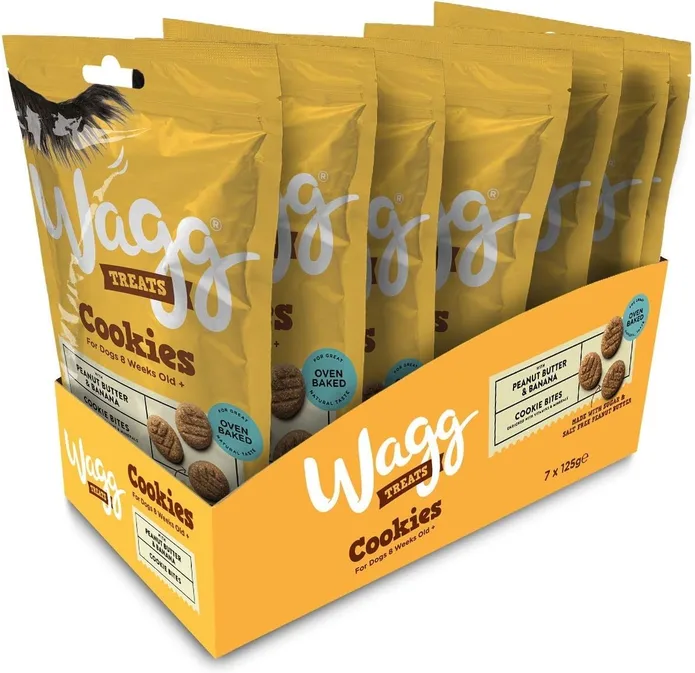 Wagg Cookie Bites Peanut Butter And Banana Dog Treats 125g Pack Of 7
