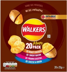 Walkers Meaty Variety Multipack Crisps Box 20x25g Red