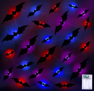 Ximishop 7m 24 Led Halloween 3d Bat Wall Sticker Decoration 3 Colours