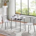 Yaheetech 3 Piece Dining Room Set, Dining Table and Chairs Set of 2 White