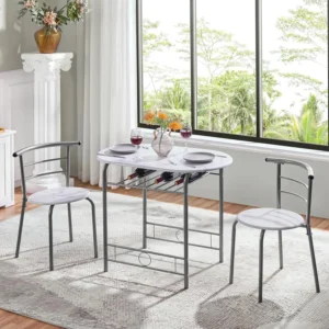 Yaheetech 3 Piece Dining Room Set Dining Table And Chairs Set Of 2 White