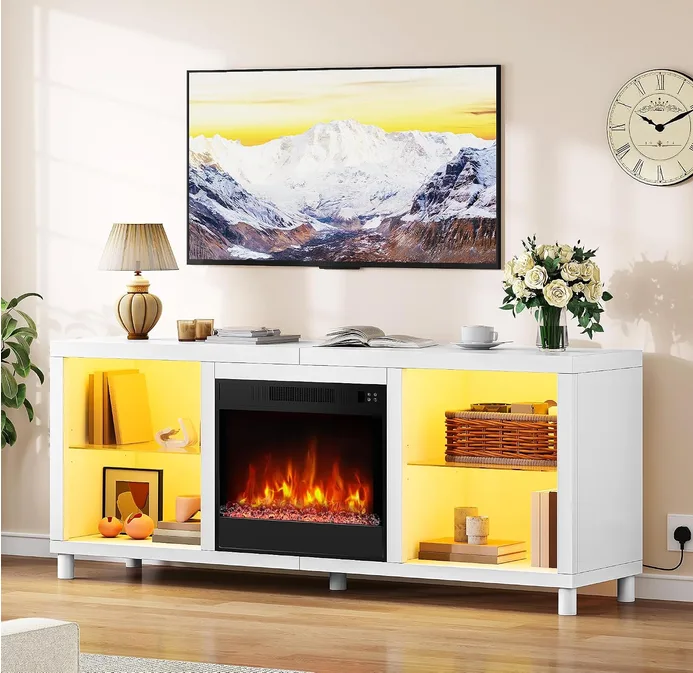 Yitahome Electric Fireplace Insert TV Stand 65 TV Unit With Open Storage