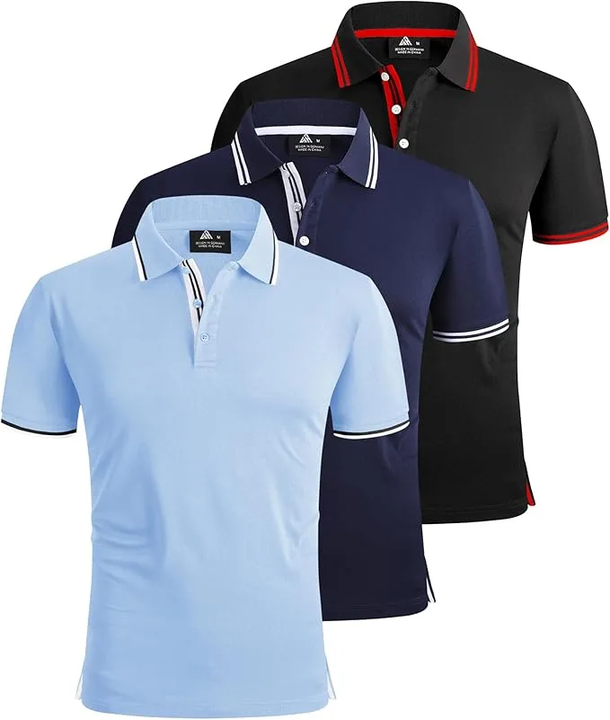 Zity 3 Pack Mens Polo Shirts Short Sleeve Golf Polo Shirts For Men Adult Outdoor