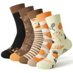 Zuimei 5 Pairs Halloween Socks Women Men Autumn Novelty Crew Socks